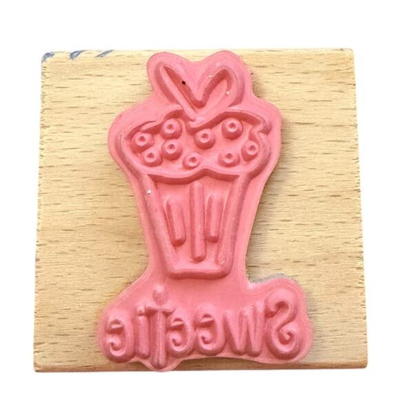 Katie & Co Cupcake With Heart Sweetie Rubber Stamp - Picture 2 of 2